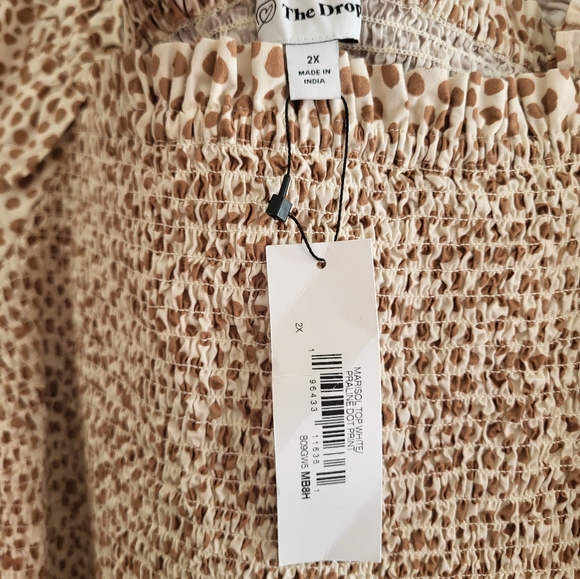 NWT Ruffle Top from The Drop in Praline Dot - Picture 5 of 5